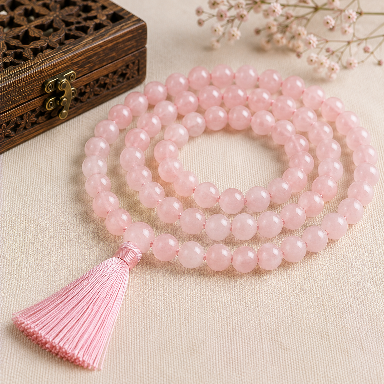 Rose quartz mala